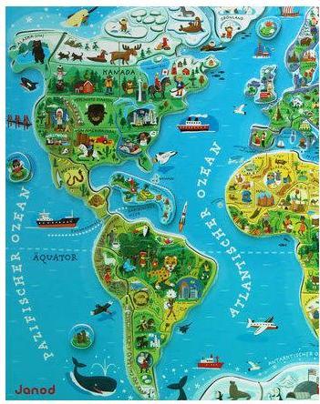 Image du produit Janod Carte magnétique "Le monde (92 pièces)