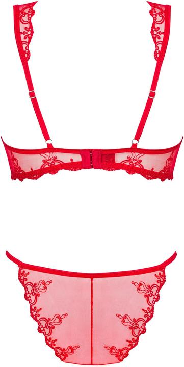 Produktbild Obsessive Lonesia Lace Bra Set With Sexy Panties - Red (S, M)