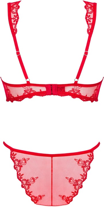 Actual product image Obsessive Lonesia Lace Bra Set With Sexy Panties - Red (S, M, S/M)