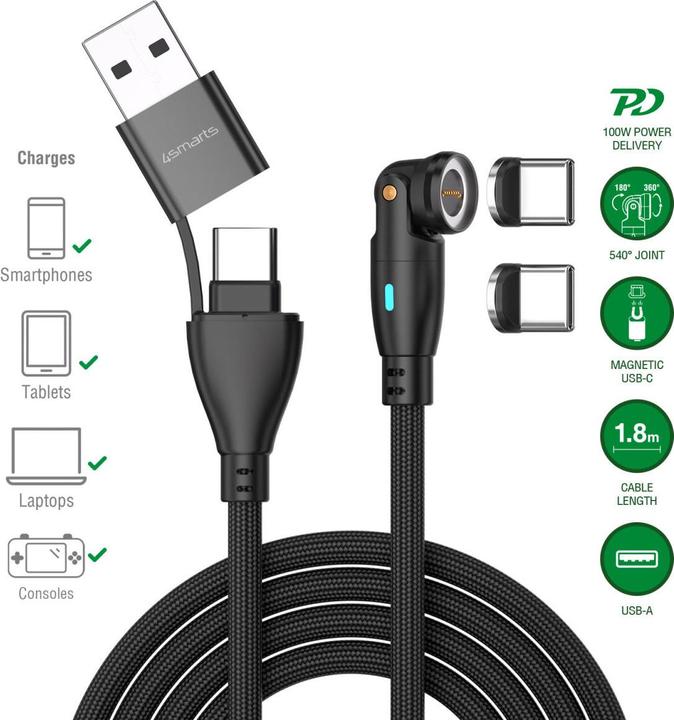 Actual product image 4smarts USB A – USB C (1.80 m, USB 2.0, 100 W)
