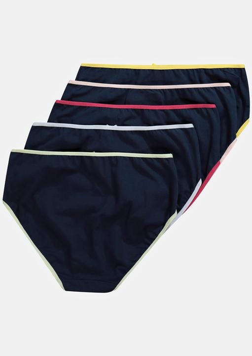Immagine prodotto Ulla Popken Slip midi in confezione da cinque con orli colorati (60, Confezione da 5 pezzi)