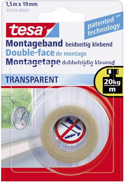Produktbild tesa Powerbond TRANSPARENT doppelseitiges Montageband (19 mm)