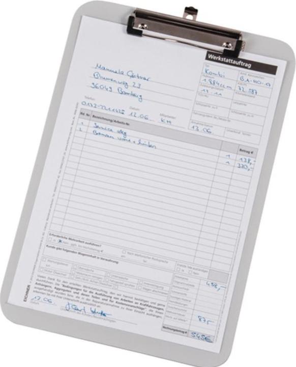 Actual product image Eichner Clipboard ABS with extendable hook eye DIN A4 grey (34 x 23 cm)