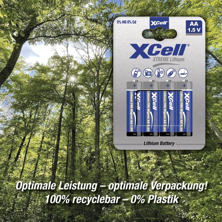 Image du produit XCell Pile XTREME lithium AA 4 pièces (4 pcs, AA / LR6 / LR06 / Mignon / R6 / R14505, 3000 mAh)