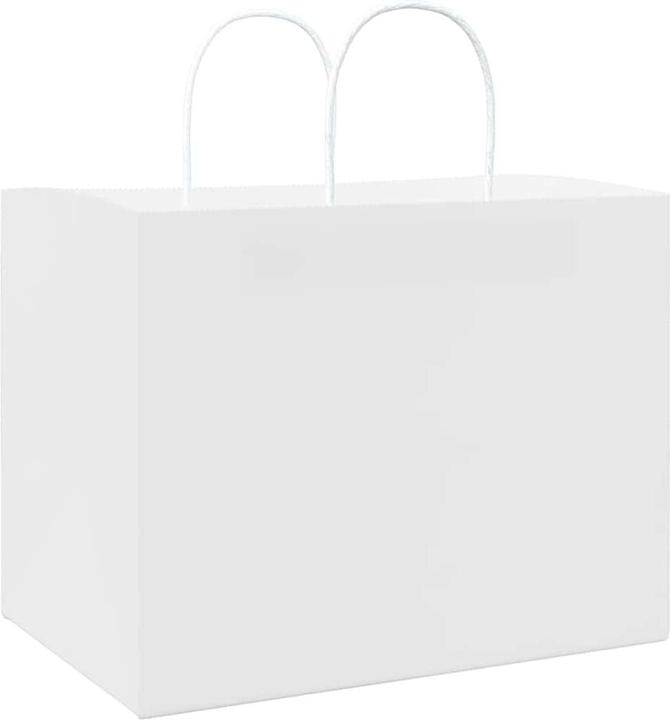 Produktbild VidaXL Kraftpapiertüten 50 Stk. mit Henkel Weiss 32x22x24 cm Papiertüte (Geschenktüte, 50 x)