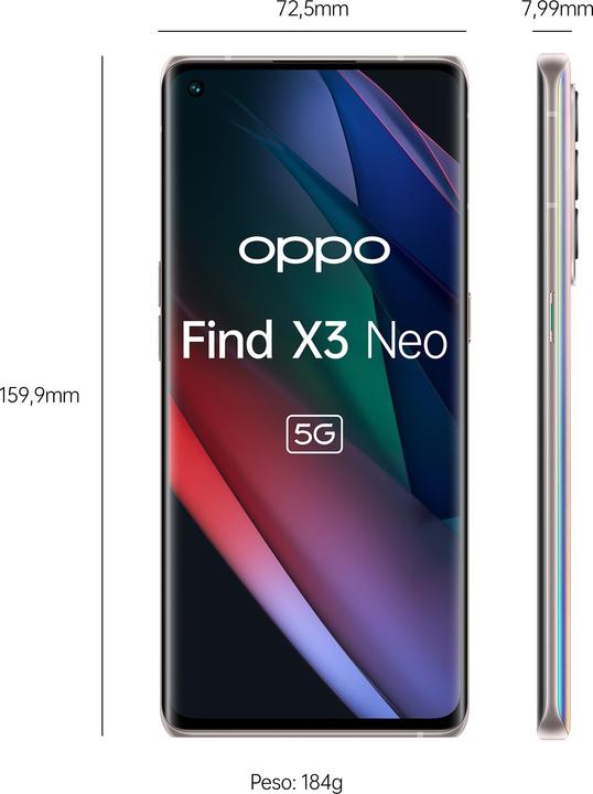 Actual product image OPPO Find X3 Neo (256 GB, Galactic Silver, 6.50", Dual SIM, 5G)