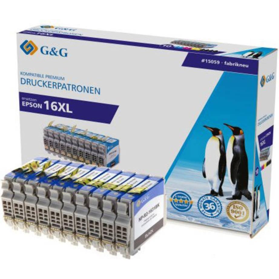 G&G, Druckerpatrone, Tinte ersetzt Epson 16XL, T1631, T1632, T1633, T1634, T1636 Kompatibel