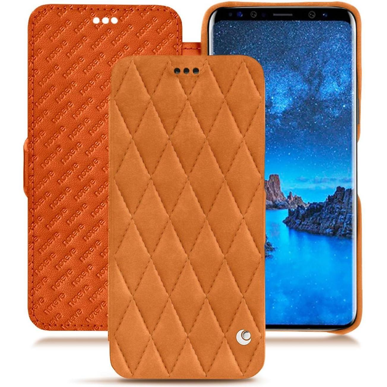 Thumbnail - Noreve Lederschutzhülle horizontal (Samsung Galaxy S9+), Smartphone Hülle, Orange