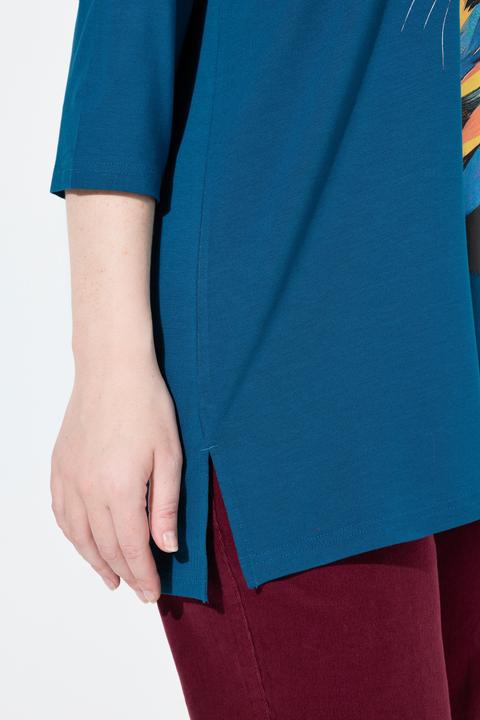 Produktbild Ulla Popken Shirt, Katzenmotiv, A-Linie, Carree-Ausschnitt, 3/4-Arm (46, 48)
