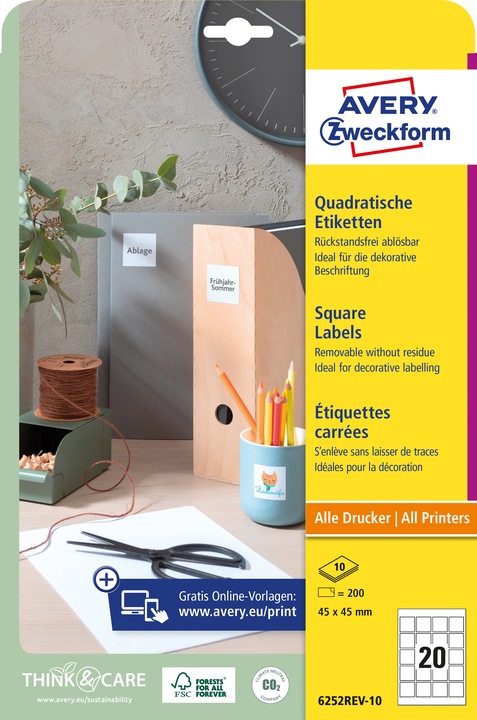 Actual product image Avery Square labels, removable