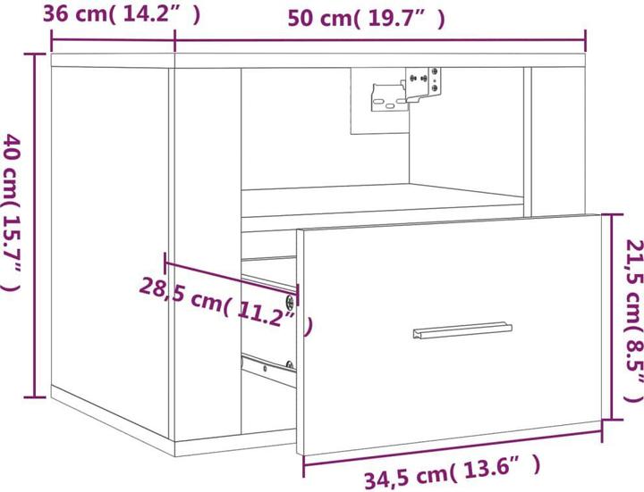 Immagine prodotto vidaXL Wand-Nachttisch (36 x 50 x 40 cm)