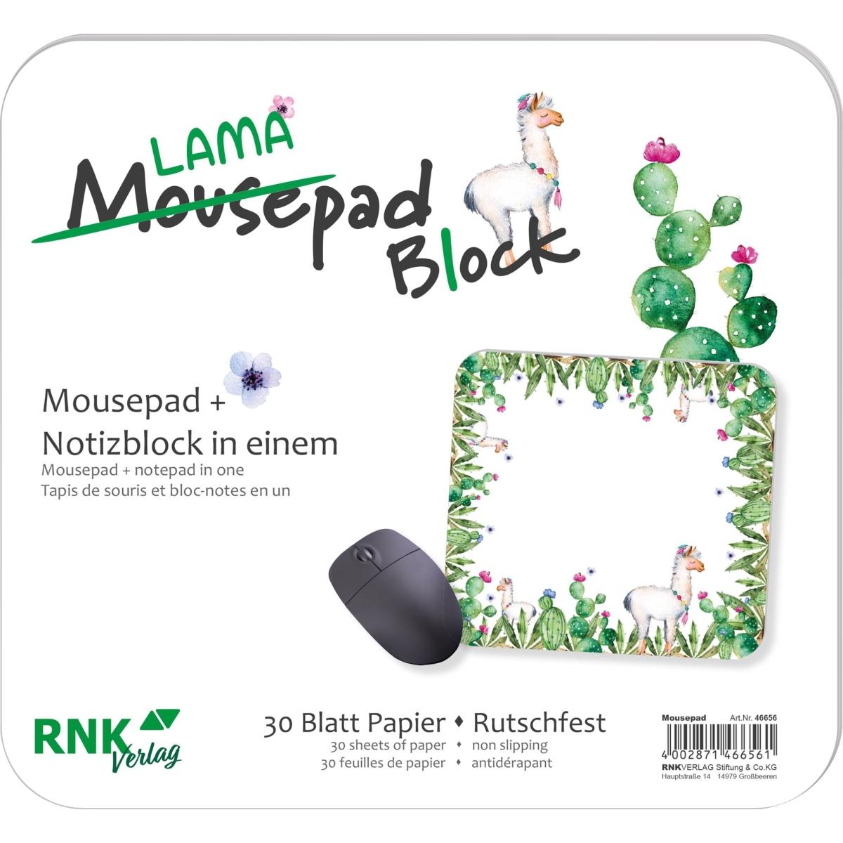Thumbnail - Rnk 46656 - Mousepad Block „Lama“, 240 x 220 mm, 30 Blatt, 1 Stück, Mausmatte, Mehrfarbig