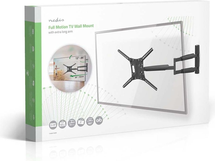 Produktbild Nedis Vollbewegliche-TV-Wandhalterung | 13 - 86 " | maximal unterstützes Bildschirmgewicht: 60 kg | (Wand, 86", 60 kg)