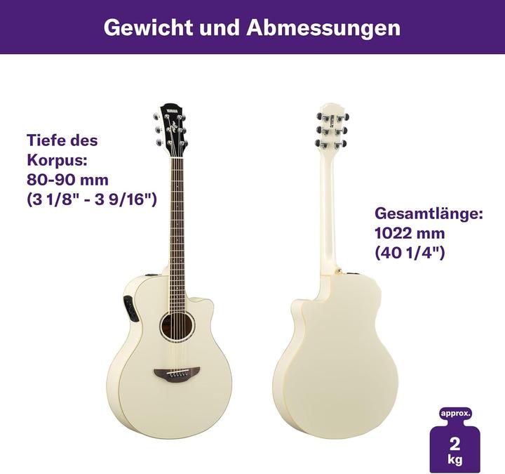 Actual product image Yamaha APX-600 Electro-Acoustic Guitar Vintage White (Western guitar, Spruce, Tonewood, Tulipwood)