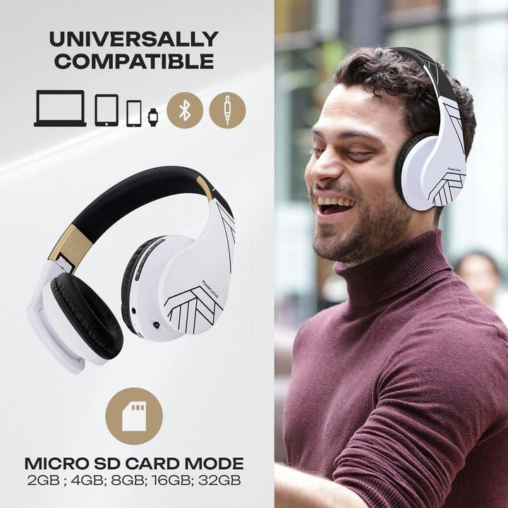 Produktbild PowerLocus Wireless Headphones P2 (black-white) (ANC, 20 h, Kabellos, Kabelgebunden)