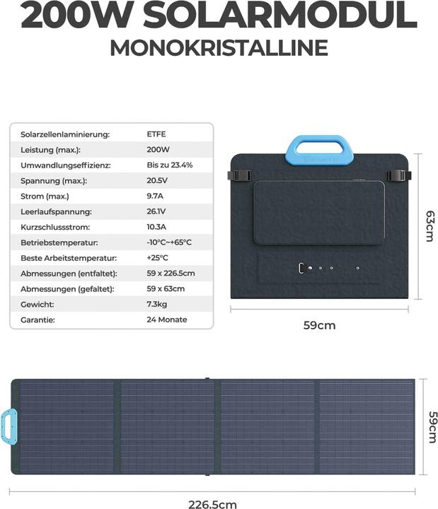 Produktbild Bluetti 200W Solarpanel (200 W, 7.30 kg)