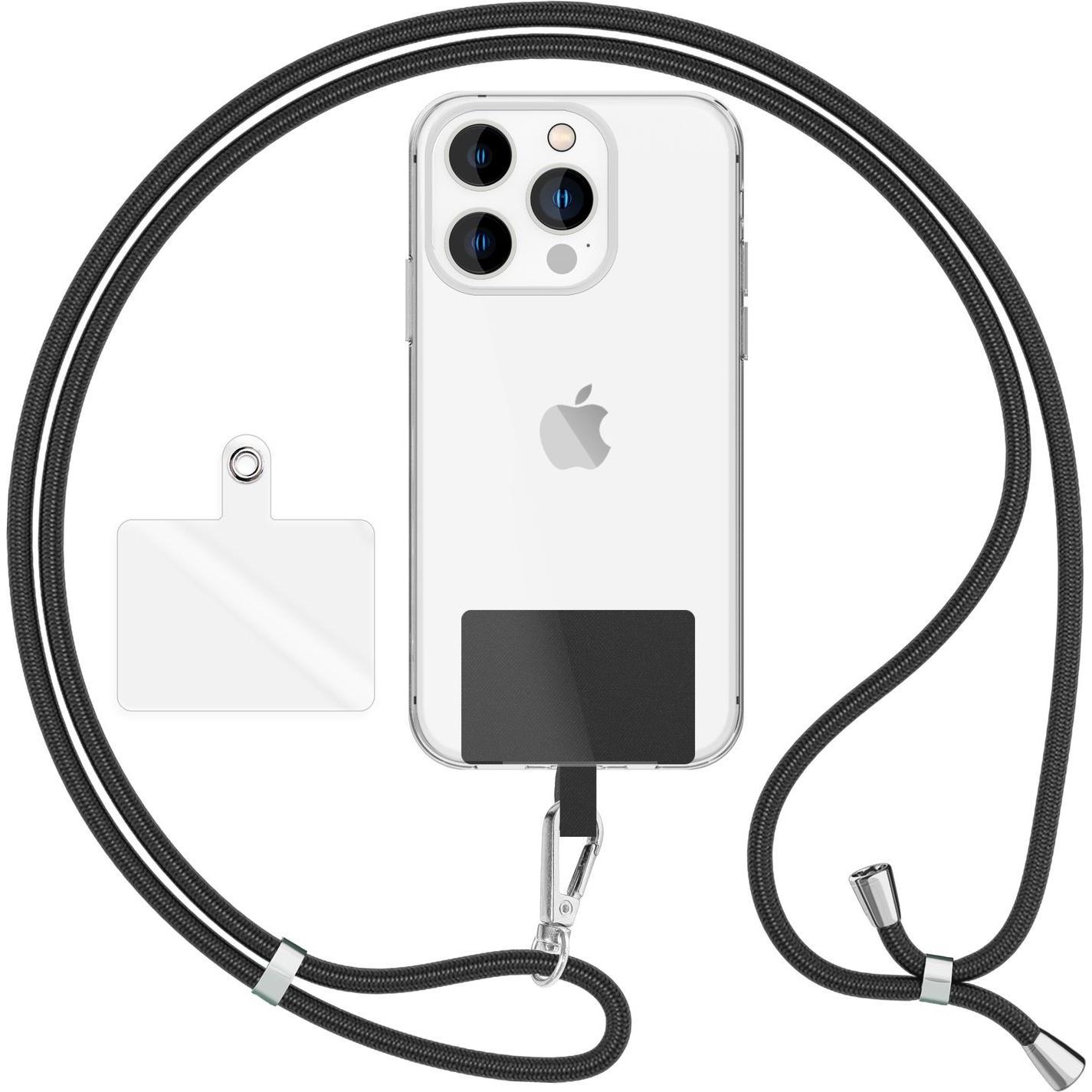 Nalia Universal Handykette zum Umhängen mit Pad, Handykette, Schwarz