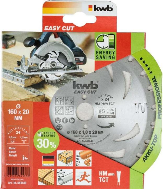 Produktbild kwb Kreissägeblatt Akku Ø 160 X 20 Z24