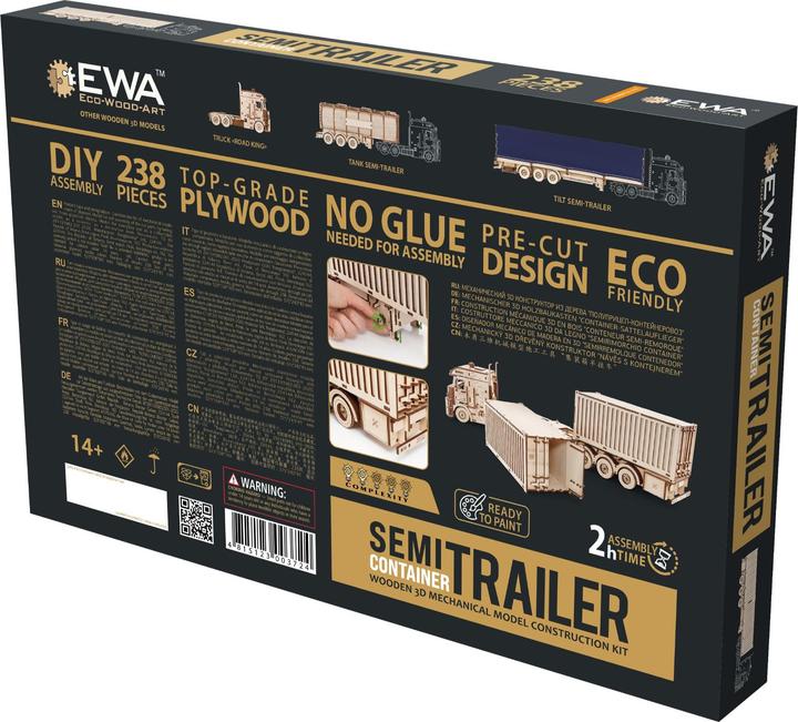 Actual product image Eco Wood Art Mechanical 3D wooden-puzzle - Container Sermi-Trailer for the Road King Truck