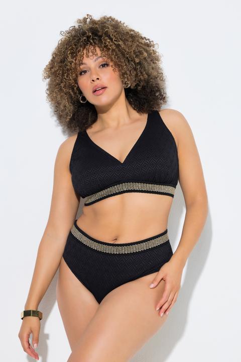 Actual product image Ulla Popken Textured Gold Trimmed Bikini Set (54)