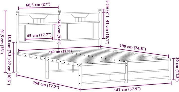Image du produit vidaXL Bettgestell (140 x 190 cm)