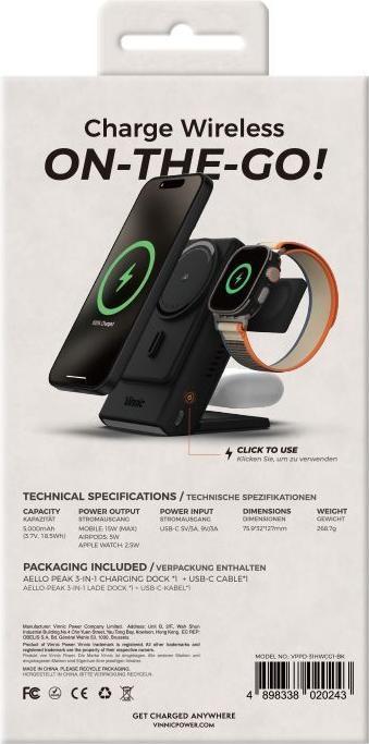 Immagine prodotto Vinnic AELLO PEAK Charging Dock (5000 mAh, 15 W, 15 Wh)