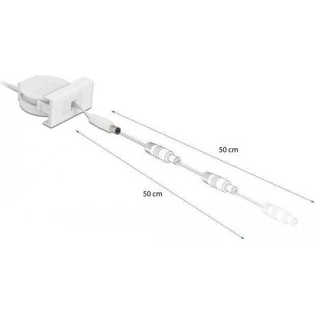 Thumbnail - Delock Easy 45 Modul Power Ausrollkabel DC 5,5 x 2,1 mm Buchse / Stecker weiss (0.62 m), Stromkabel