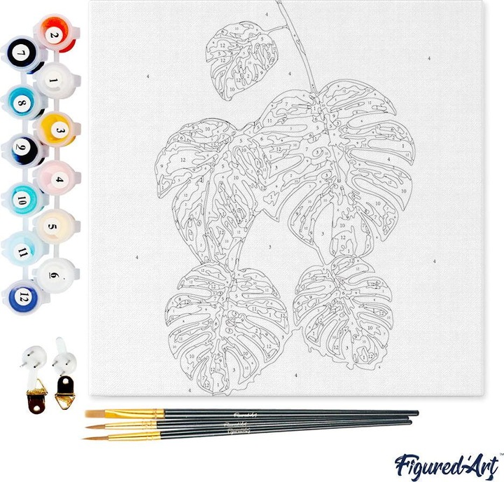 Actual product image Figured'Art Mini Paint by Numbers framed - Monstera Leaves