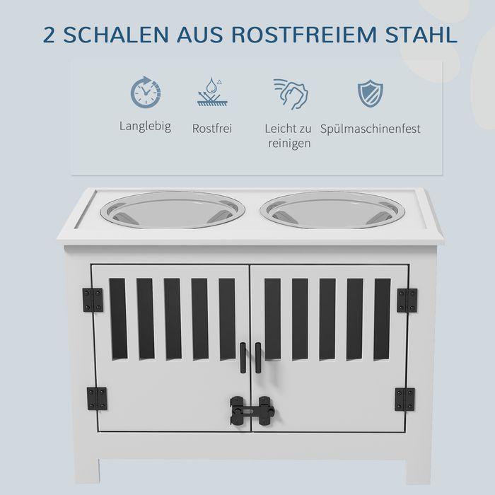 Image du produit Swisshandel24 Futternapf, Erhöhtes Futterstation mit 2L Futterschale, Stauraum, Weiss (2 l)