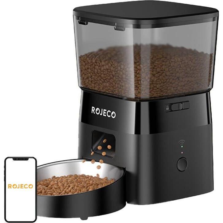 Rojeco 2L Automatic Pet Feeder WiFi Version (Black) (2 l), Futternapf