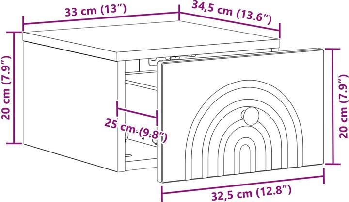 Actual product image vidaXL Nachttisch (34.50 x 33 x 20 cm)