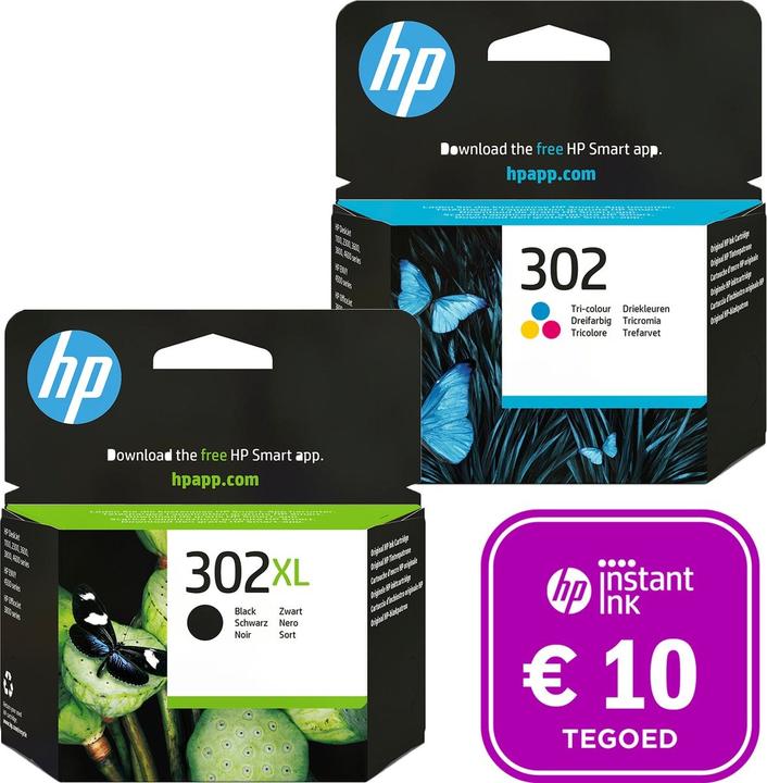 Image du produit HP 302 - Cartouche d'encre 302XL Noir & 302 Couleurs + encre instantanée tegoed (CF)