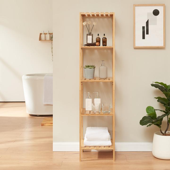 Actual product image En.Casa Standregal Lierne 140x33x34 cm Bambus Natur (33 x 34 x 140 cm)