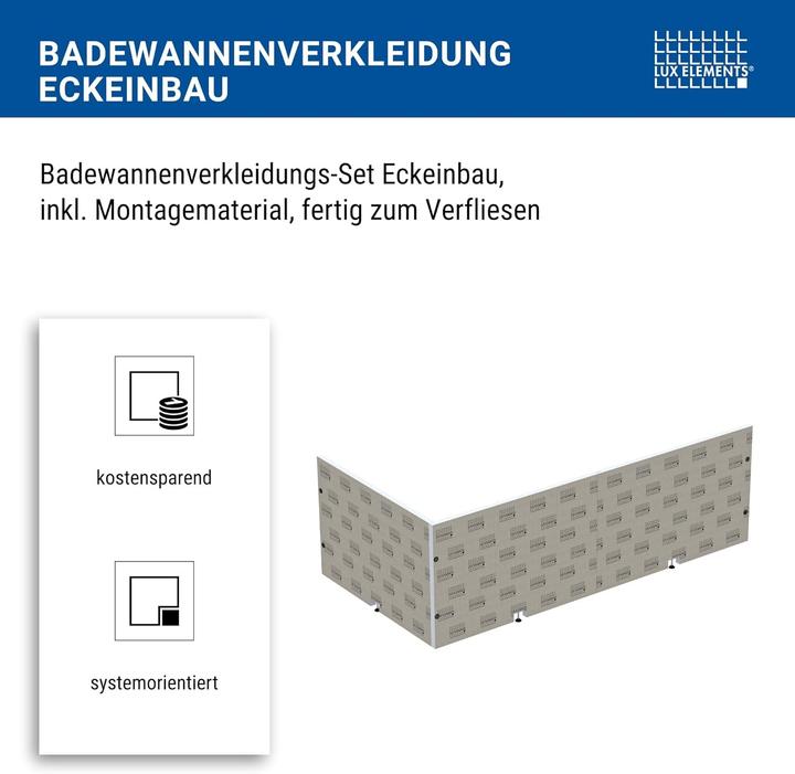 Actual product image Lux elements Bathtub Surround Set for Corner Installation with Mounting Kit and Mold-Resistant Panels