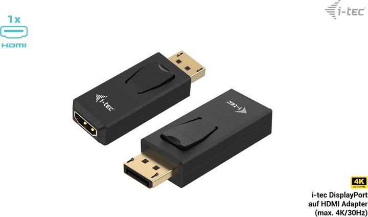 Image du produit i-tec Adaptateur passif DisplayPort vers HDMI Résolution 4K/30Hz (HDMI, 2.20 cm)