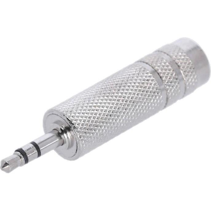 Thumbnail - Adam Hall 4 STAR A JF3 MM3 METAL - Adapter 6,3 mm Klinkenbuchse TRS auf 3,5 mm Klinke TRS, Audio Adapter, Silber