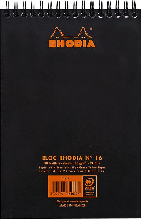 Actual product image Rhodia Blocs reliure intégr. Classic (A5, Checked, Soft cover)
