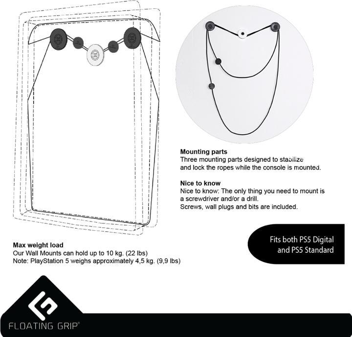 Actual product image Floating Grip Playstation 5 Wall Mounts by (PS5)