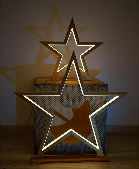 Actual product image Novaliv LED Star Lamps 2 pcs 55cm Natural Wood Table Lamp LED with Power Cable SMD LED Warm White