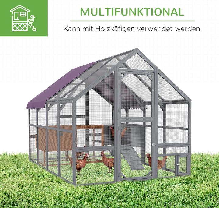 Produktbild PawHut Hühnerstall Tannenholz, Metall Grau