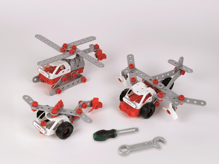 Actual product image Theo Klein Bosch 3 in 1 construction set Helicopter Team