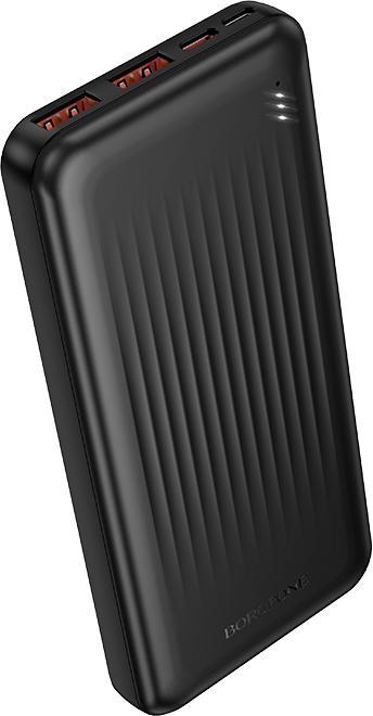 Borofone Powerbank 10000mAh BJ80 Clever - 2xUSB + Typ C - QC 3.0 22,5W PD 20W schwarz (10000 mAh, 22.50 W, 37 Wh)