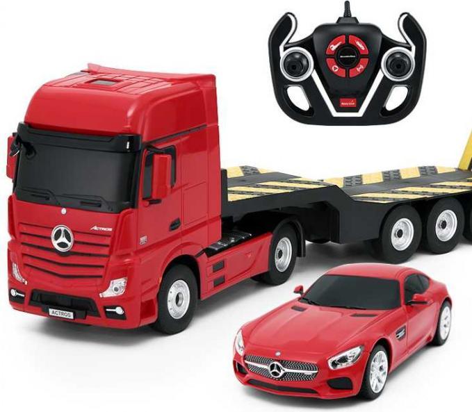 Actual product image Rastar Mercedes-Benz Actros Fjernstyret Lastbil + Mercedes AMG GT Bil 2.4G Rød