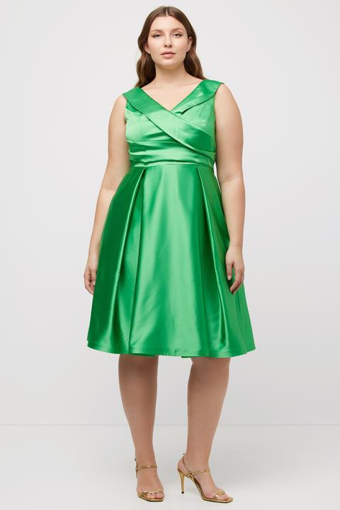 Produktbild Ulla Popken Abendkleid, A-Linie, drapiert, V-Ausschnitt, ärmellos (54)