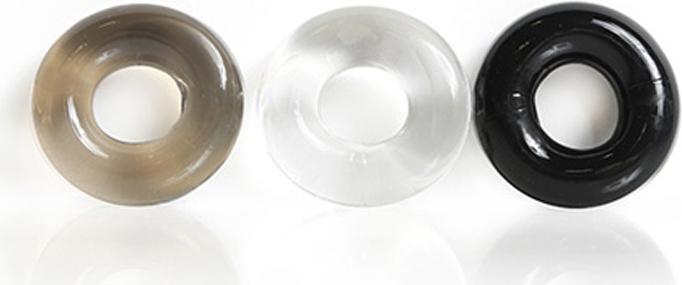 Boneyard Triple Play Cock Ring - Gray - Clear (12 cm)