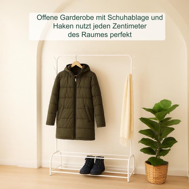 Image du produit Relaxdays - Kleiderständer mit 2 Ablagen, Weiss, 110 x 40 x 150 cm