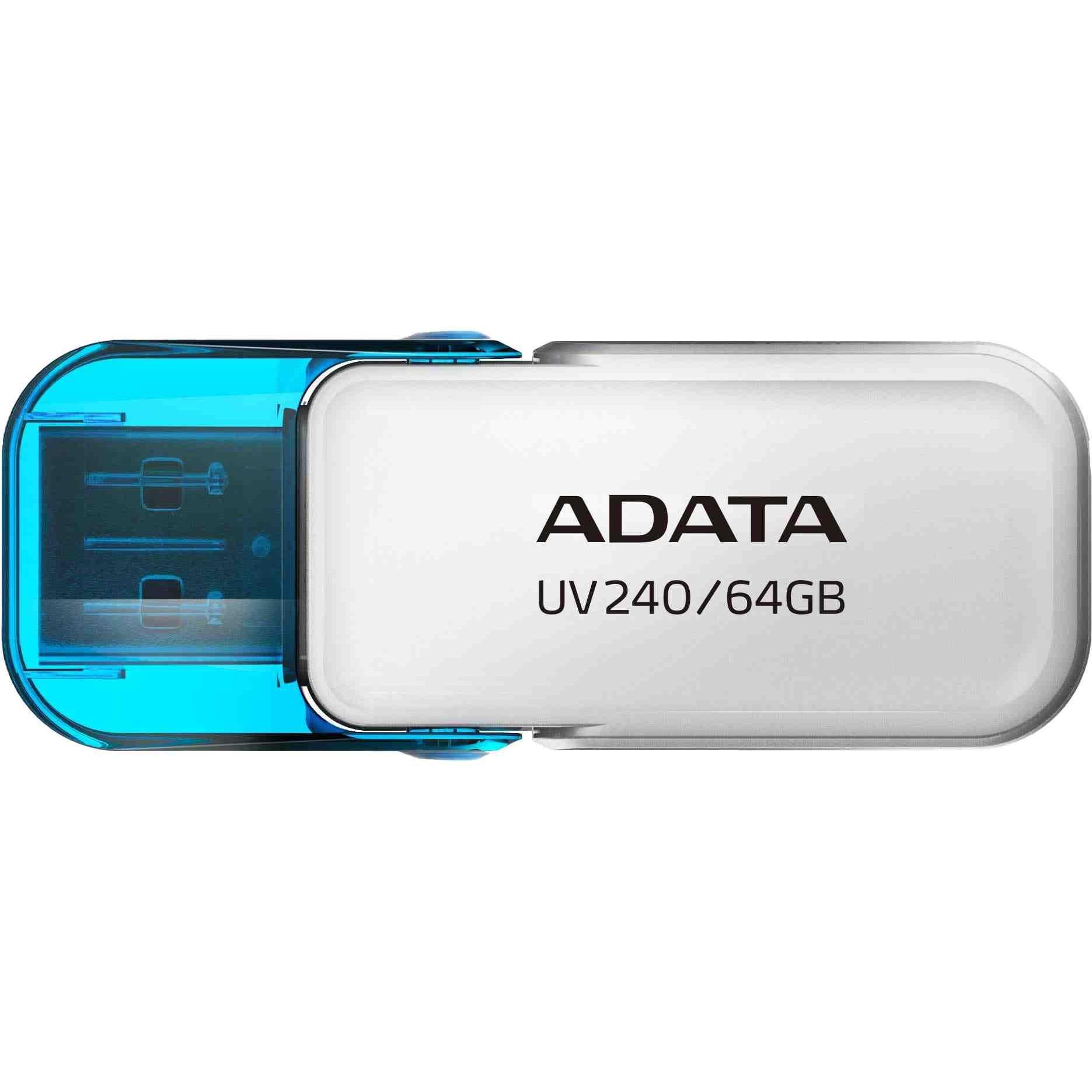 Adata Unità flash USB UV240 da 64 GB, bianca (64 GB, USB-A), Chiavetta USB, Bianco