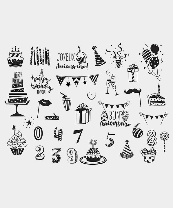 Nutritional values and ingredients Aladine Stamp set Birthday 2, incl. ink pad, 35 pcs.