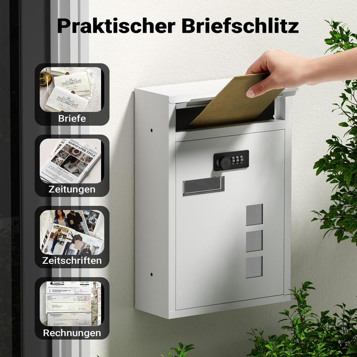 Actual product image Wiltec Wall Mailbox Code Lock Letterbox Postbox Pillar Letter Mail Post Box
