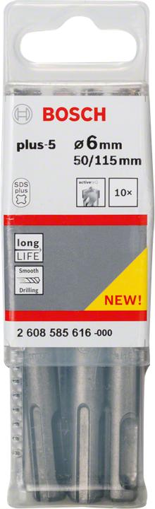 Produktbild Bosch Professional Zubehör Hammerbohrer SDS plus-5, 6 x 50 x 115 mm, 10er-Pack (6 mm)
